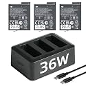 LKTOP Osmo Action Extreme Battery Charging Hub Bundle for DJI, 3 Pack Original Battery Plus (1950 mAh)+36W Parallel Fast Charger, Compatible with DJI Osmo Action 6/5 Pro/4/3/360 Camera Accessories