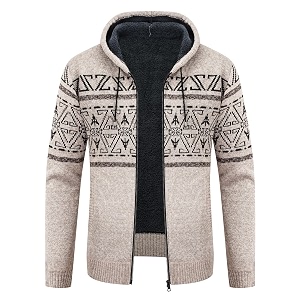 LLdress Mens Knit Cardigan Sweaters Sherpa Lined