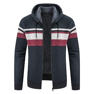 LLdress Mens Knit Cardigan Sweaters Sherpa Lined