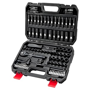 llnedl 14 inch drive impact socket set 83pcs socket wrench set metric amp sae from 4-15mm 532-91634 6 point cr-v deep amp shallow sockets kit with 72t ratchet handle e torx for automotive amp home