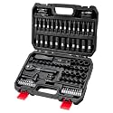 LLNEDL 1/4 Inch Drive Impact Socket Set, 83Pcs Socket Wrench Set Metric & SAE from 4-15mm, 5/32-9/16", 6 Point CR-V Deep & Shallow Sockets Kit with 72T Ratchet Handle, E Torx, for Automotive & Home