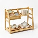 Lnncdse 2-Tier 4-Grid Tea Organizers and Storage with Adjustable Grid Sections
