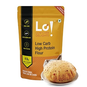 lo low carb delights - high protein flour  8 gms of protein per roti  low carb atta  lab tested low carb flour for diet food - 500g