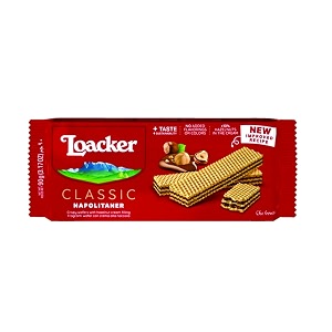 loacker classic vanilla wafer napolitanerhazelnut 90 grams - italy