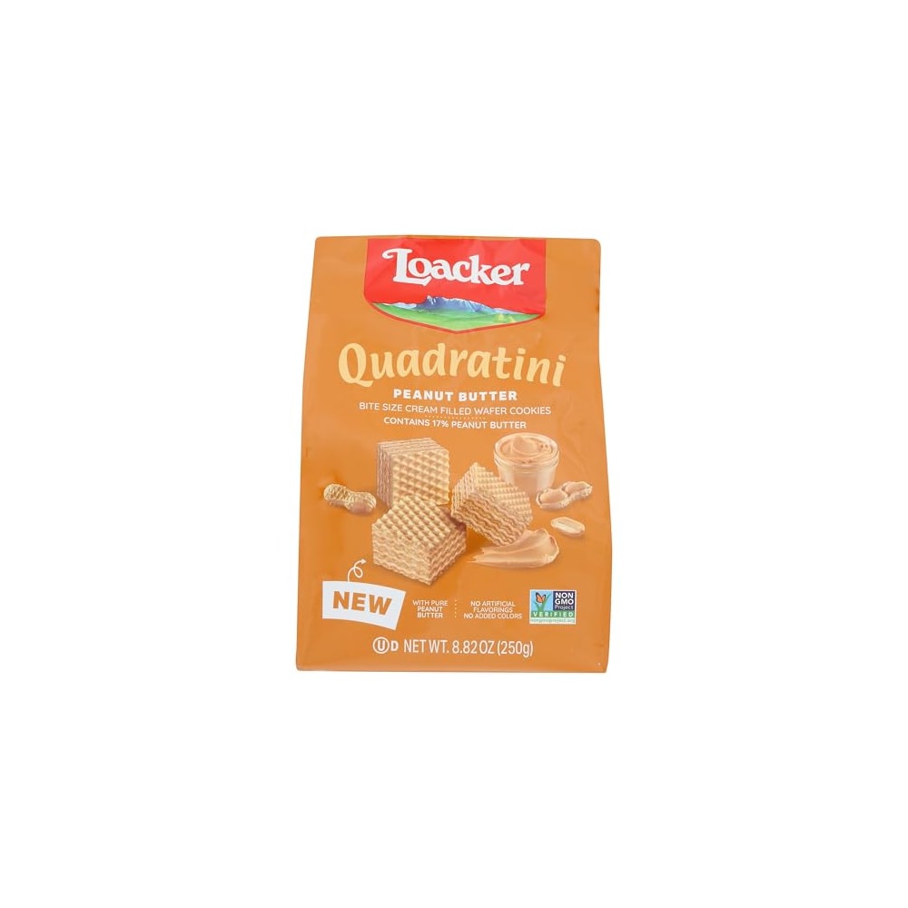 Loacker Quadratini Peanut Butter bite-size Wafer Cookies - 30% Less ...