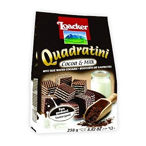 loacker quadratini wafer - cocoa amp milk 250 gm italy