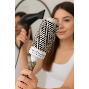 lobe miracle pro boar bristles round hair brush 53 mm nano technology thermal ceramic amp ionic tech for blow drying curling straightening add volume amp shine