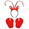 Lobster Costume Accessories Set, Red Headband with Antennae and Claw Gloves