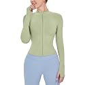 Locachy Women's Lightweight Stretchy Workout Full Zip Running Track Jacket with Thumb Holes