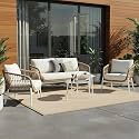 LOCCUS Outdoor 4-Seater Rope Sofa Set with