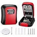 Lock Box for Keys with Code, Waterproof 4-Digit Wall Mount, Red
