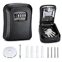 Lock Box for Keys with Code, Waterproof 4-Digit Wall Mount, Black