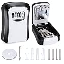 Lock Box for Keys with Code, Waterproof 4-Digit Wall Mount, White