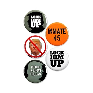 lock him up trump indictment political pinback buttons - 225 inch