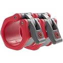 Lock-Jaw Barbell Collars HEX Olympic Barbell Clamps 2 Pcs – Heavy Duty Bar Clamps for 2” & 50mm Olympic Bars – Secure Weight Bar Clamps for Strength Training & Home Gym Accessories – Red