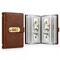 Lockable Savings Notebook, 100 Envelopes Money Saving Challenge Binder (Brown)