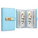 Lockable Savings Notebook, 100 Envelopes Money Saving Challenge Binder (Blue)