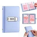 Lockable Savings Notebook, 2027 New Portable Cash Envelope Binder (Light Blue)