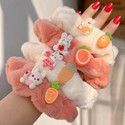 locklux Cartoon Fur Scrunchies for Women&Girl – Soft Plush Korean Scrunchies-Multicolor Rubber Band (Pink)
