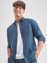 LOCOMOTIVE Men Self Design Casual Blue Shirt