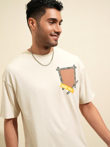LOCOMOTIVE Printed Men Polo Neck White T-Shirt