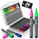 Loddie Doddie Liquid Chalk Markers, 24 Assorted Colors, 6 mm Reversible Bullet and Chisel Tips, Foldable Storage Case