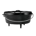 Lodge 6 Quart Pre-Seasoned Cast Iron Camp Dutch Oven with Lid - Dual Handles - Use in the Oven, on the Stove, on the Grill or over the Campfire - Black.
