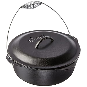 lodge l12do3  pre-seasoned cast iron dutch oven with iron cover 9-quart