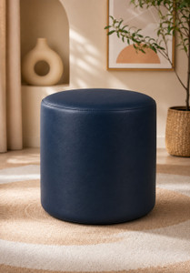 lofster leatherette pouf finish color - blue pre assembled