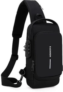 loggin black sling bag waterproof polyester slim unisex crossbody sling bag chest backpack mens