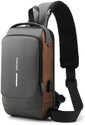 LOGGIN Grey Sling Bag Waterproof Polyester Slim Unisex Crossbody Sling Bag Chest Backpack Men's