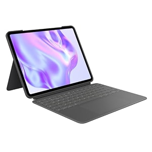 logitech combo touch ipad air 13-inch m2 m3 amp m4 2024 2025 amp 2026 keyboard case - detachable backlit keyboard with kickstand comfortable typing multi-use mode - us intl layout - oxford grey