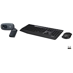 logitech mk345 wireless combo full-sized keyboard with palm rest and comfortable right-handed mouse 24 ghz wireless usb receiver compatible with pc laptop - black amp c270 digital hd webcam