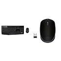 Logitech MK345 Wireless Keyboard and Mouse Set Full-Sized Keyboard with Palm Rest and Comfortable Ri