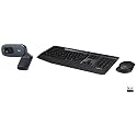 Logitech MK345 Wireless Combo Full-Sized Keyboard with Palm Rest and Comfortable Right-Handed Mouse, 2.4 GHz Wireless USB Receiver, Compatible with PC, Laptop - Black &amp; C270 Digital HD Webcam