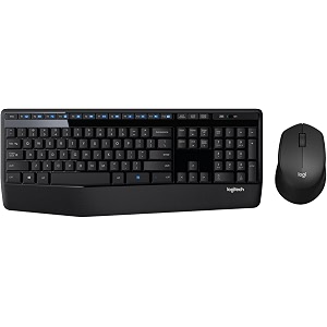 logitech mk345 wireless combo full-sized keyboard with palm rest and comfortable right-handed mouse 24 ghz wireless usb receiver compatible with pc laptop - black