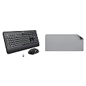 Logitech MK540 Wireless Keyboard and Mouse Combo for Windows, 2.4 GHz Wireless with Desk mat-Studio Series, Anti-Slip, Spill Resistant (Mid Grey)