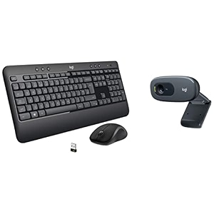 logitech mk540 wireless keyboard and mouse set for windows 24 ghz wireless amp c270 digital hd webcam with widescreen hd video calling hd light correction noise-reducing mic for skype