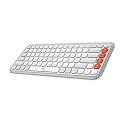 Logitech POP ICON Keys Wireless Bluetooth Keyboard - Off White and Orange