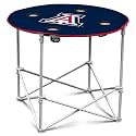 Logo Brands NCAA Arizona Wildcats Round Tailgating Table – Portable with Foldable Legs, 4 Cup Holders, Carrying Bag, Powder-Coated Steel, and 27.6" Surface Diameter, Team Color