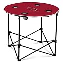 Logo Brands NCAA Arkansas Razorbacks Round Tailgating Table – Portable with Foldable Legs, 4 Cup Holders, Powder-Coated Steel, and 27.6" Surface Diameter, Team Color
