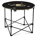 Logo Brands NCAA Colorado Buffaloes Round Tailgating Table – Portable with Foldable Legs, 4 Cup Holders, Powder-Coated Steel, and 27.6" Surface Diameter, Team Color
