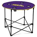 Logo Brands NCAA East Carolina Pirates Round Tailgating Table – Portable with Foldable Legs, 4 Cup Holders, Powder-Coated Steel, and 27.6" Surface Diameter, Team Color