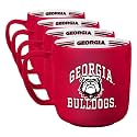Logo Brands NCAA Georgia Bulldogs Stripe Mug - Team Logo, Inside Print, Standard Handle, Microwave &amp; Dishwasher Safe, 15 Ounces (Pack of 4)