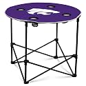 Logo Brands NCAA Kansas State Wildcats Round Tailgating Table – Portable with Foldable Legs, 4 Cup Holders, Powder-Coated Steel, and 27.6" Surface Diameter, Team Color