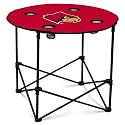 Logo Brands NCAA Louisville Cardinals Round Tailgating Table – Portable with Foldable Legs, 4 Cup Holders, Powder-Coated Steel, and 27.6" Surface Diameter, Team Color