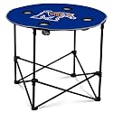 Logo Brands NCAA Memphis Tigers Round Tailgating Table – Portable with Foldable Legs, 4 Cup Holders, Powder-Coated Steel, and 27.6" Surface Diameter, Team Color