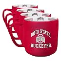 Logo Brands NCAA Ohio State Buckeyes 15oz Stripe Mug - Team Logo, Inside Print, Standard Handle, Microwave &amp; Dishwasher Safe, 15 Ounces (Pack of 4)