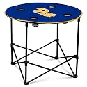 Logo Brands NCAA Pittsburgh Panthers Round Tailgating Table – Portable with Foldable Legs, 4 Cup Holders, Powder-Coated Steel, and 27.6" Surface Diameter, Team Color