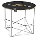 Logo Brands NCAA Purdue Boilermakers Round Tailgating Table – Portable with Foldable Legs, 4 Cup Holders, Powder-Coated Steel, and 27.6" Surface Diameter, Team Color